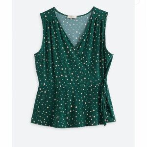 Beacon Green Polka Dot Wrap Blouse